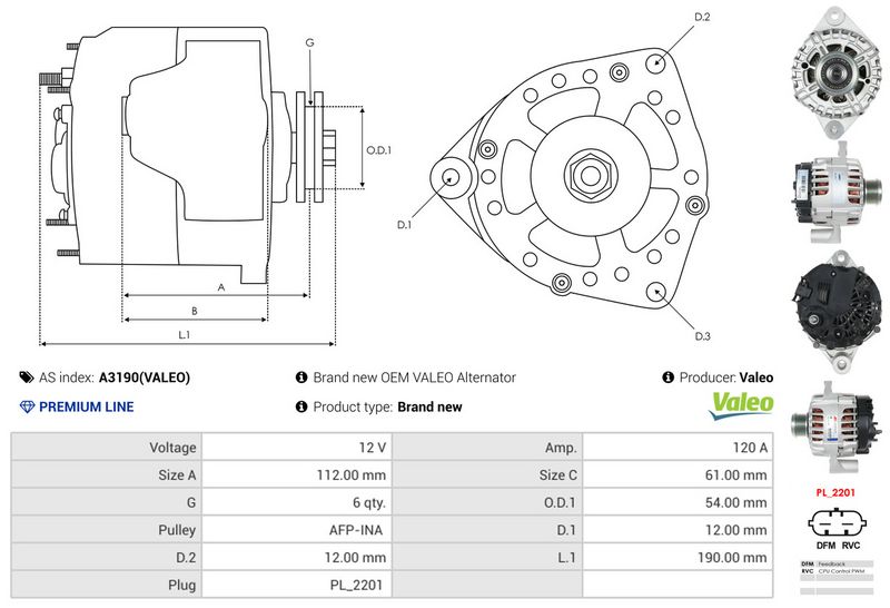 AS-PL A3190(VALEO) Alternator