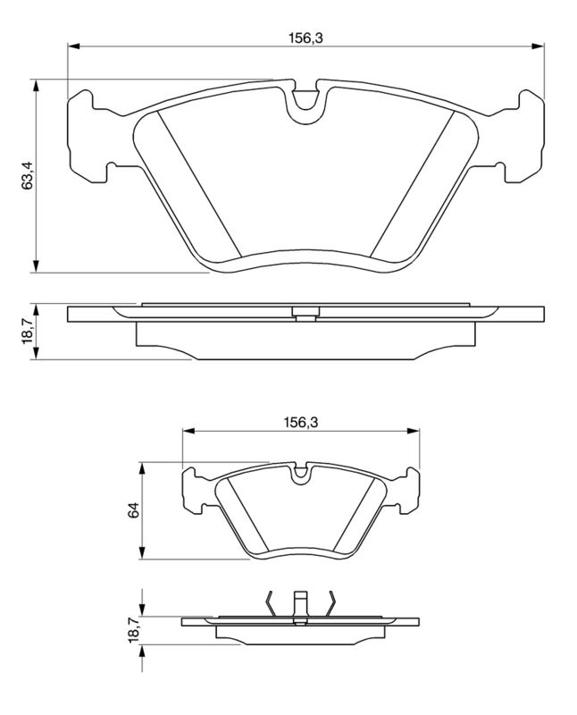 Piduriklotsi komplekt, ketaspidur, BOSCH 0 986 424 351