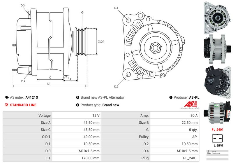AS-PL A4121S Alternator