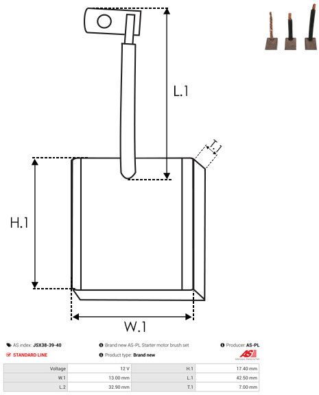 AS-PL JSX38-39-40 Carbon Brush, starter