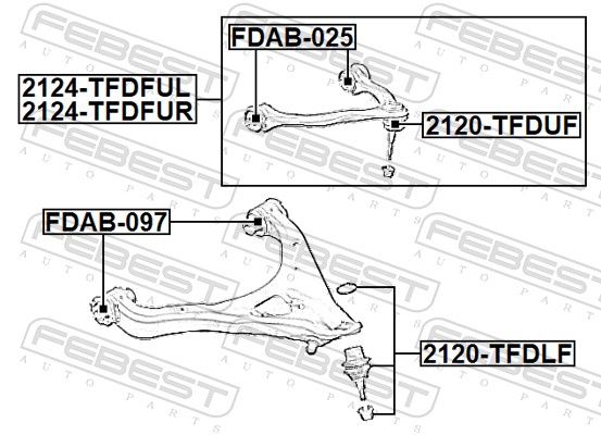 FEBEST 2124-TFDFUR Control/Trailing Arm, wheel suspension