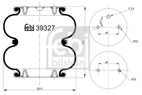 měch pérování zved.n./vzduch G1/4 - limit 80mm stlačení souběžné 39327