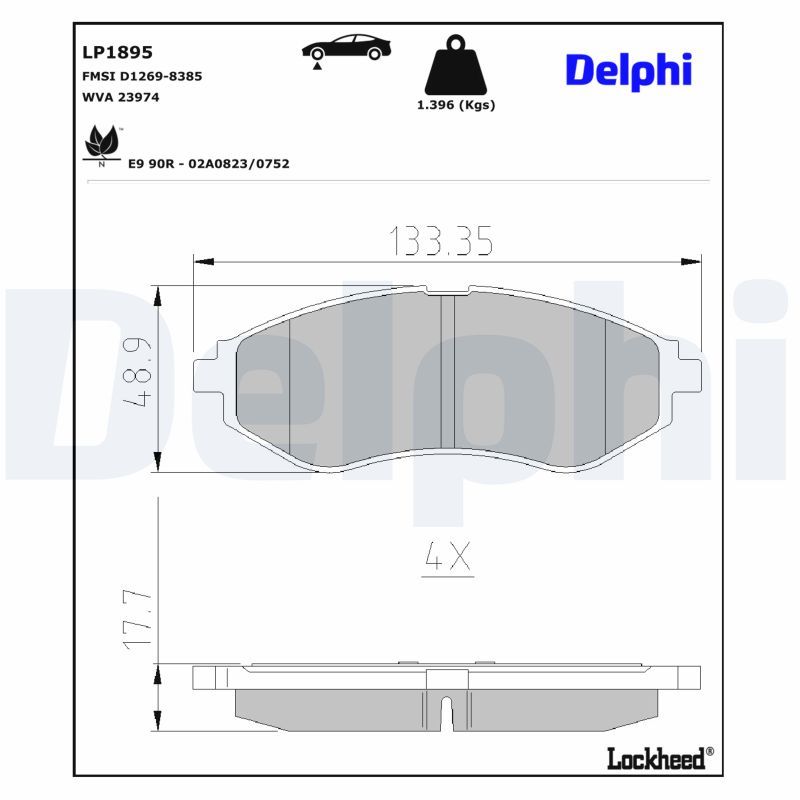 Piduriklotsi komplekt, ketaspidur, DELPHI LP1895
