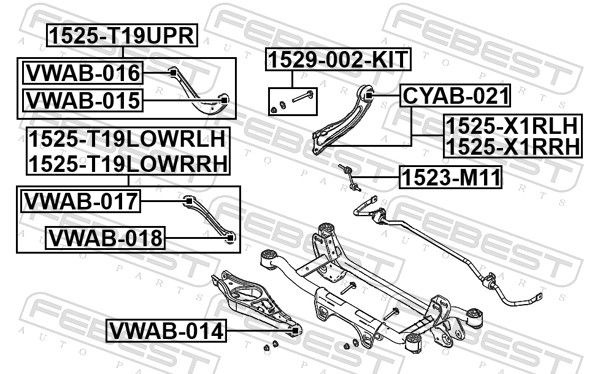 Kumeruste korrigeerimiskruvide komplekt, FEBEST 1529-002-KIT