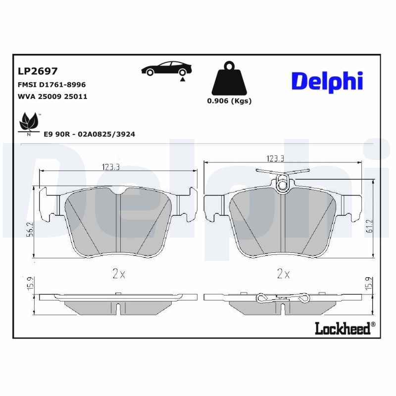 Piduriklotsi komplekt, ketaspidur, DELPHI LP2697