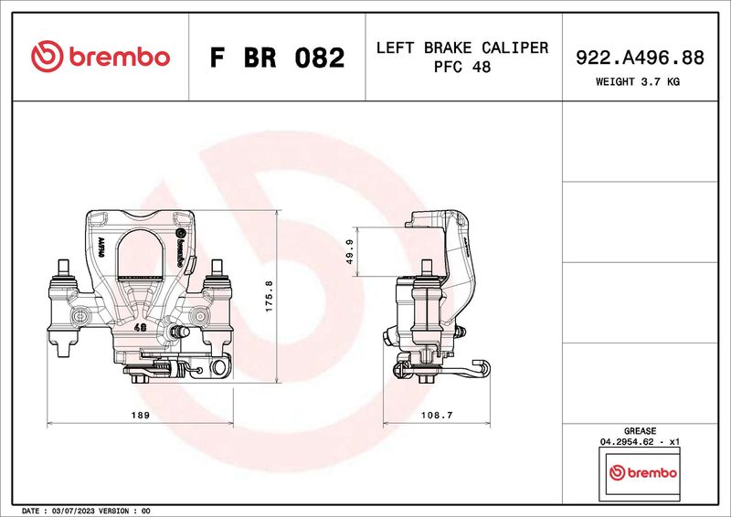 Гальмівний супорт, Brembo FBR082