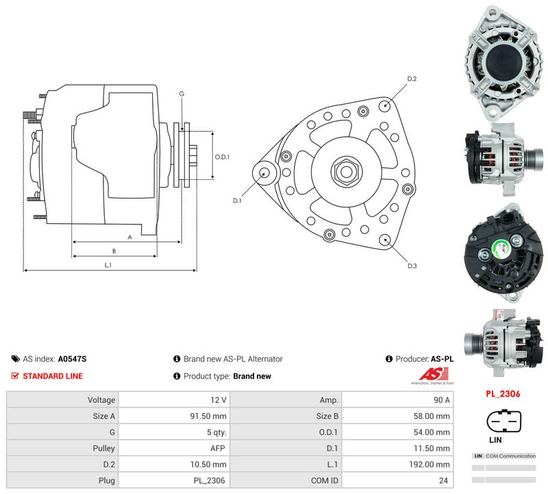 Generaator, AS-PL A0547S
