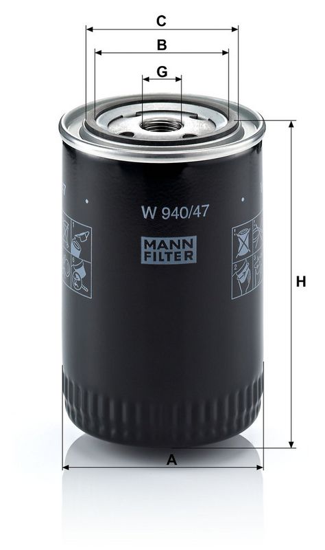 Oliefilter (geschroefd) past: CASE IH 42, 48, 78, 86, 94  CASE-STEYR 9078, 9086, 9094