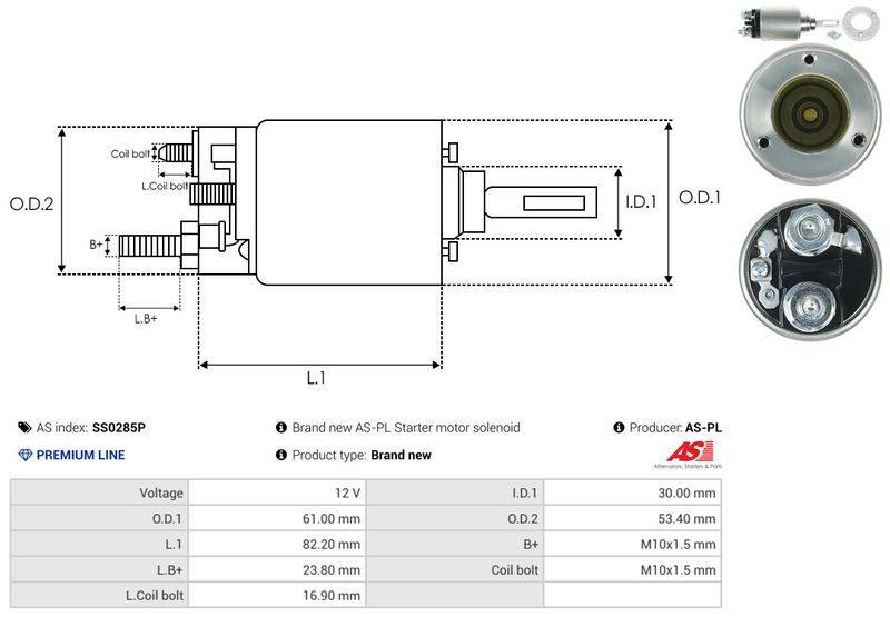 AS-PL SS0285P Solenoid Switch, starter
