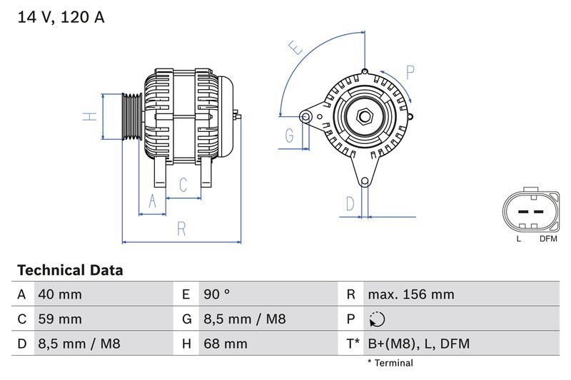 Bosch Generator, 14V, 1240A