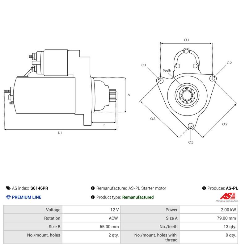 AS-PL S6146PR - Starteris
