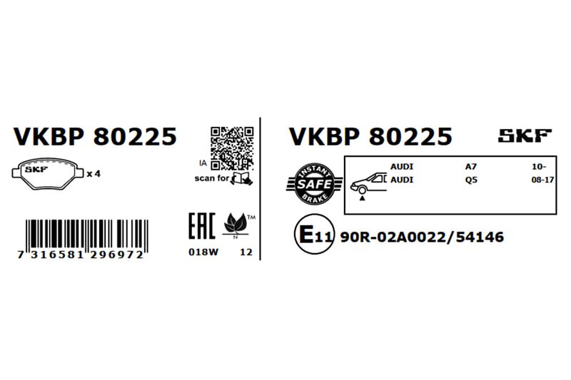 SKF VKBP 80225 Brake Pad Set, disc brake