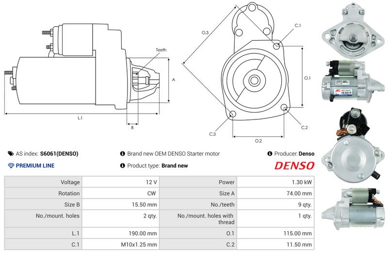 AS-PL S6061(DENSO) Starter
