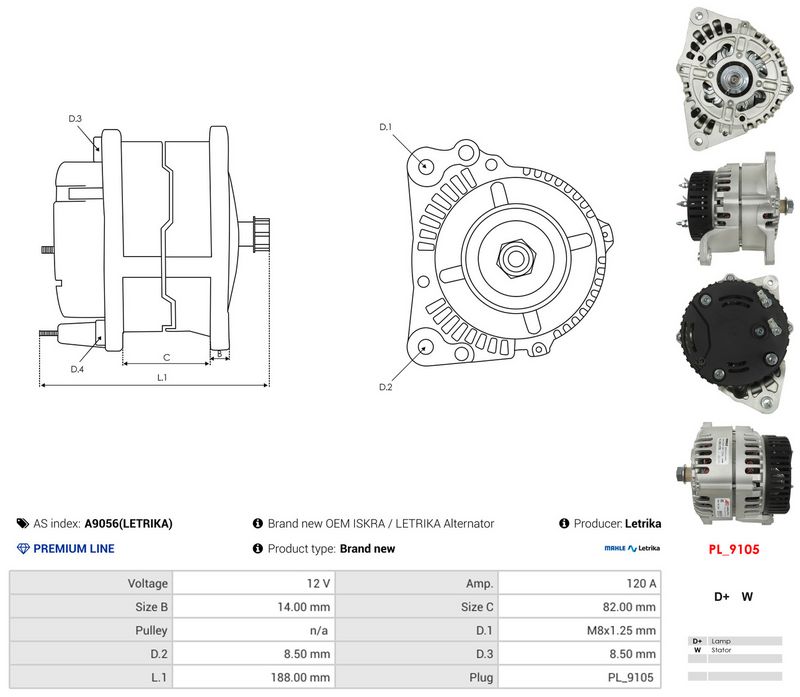 AS-PL A9056(LETRIKA) Alternator