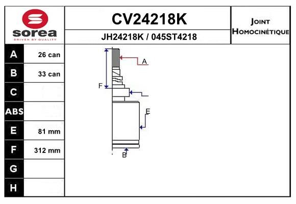 EAI csuklókészlet, hajtótengely CV24218K