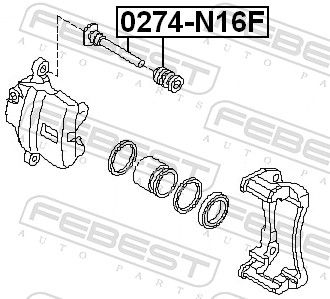 Элементы тормозного суппорта (Комп-кт направляющих/РМК направляющих) FEBEST 0274N16F