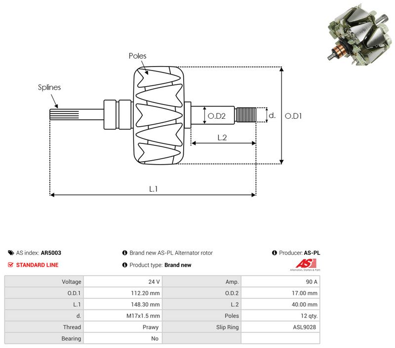 rootor, generaator, AS-PL AR5003