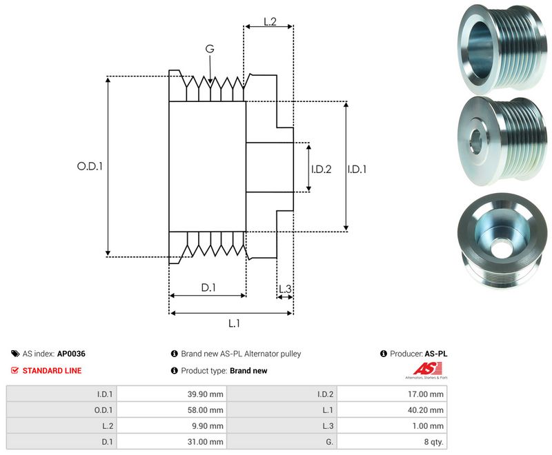 Rihmaratas, generaator, AS-PL AP0036