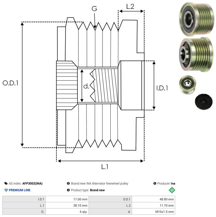 AS-PL AFP3002(INA) Alternator Freewheel Clutch