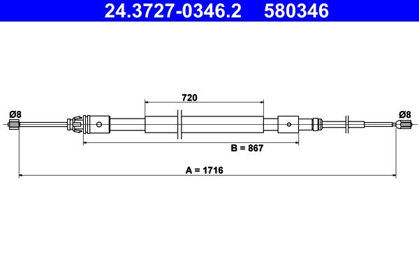 Тросовий привод, стоянкове гальмо, Ate 24.3727-0346.2