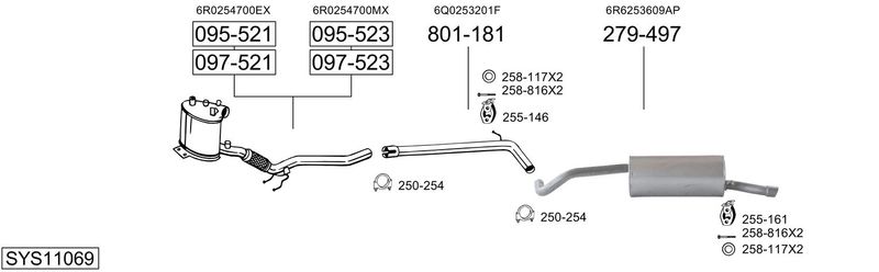 BOSAL kipufogórendszer SYS11069