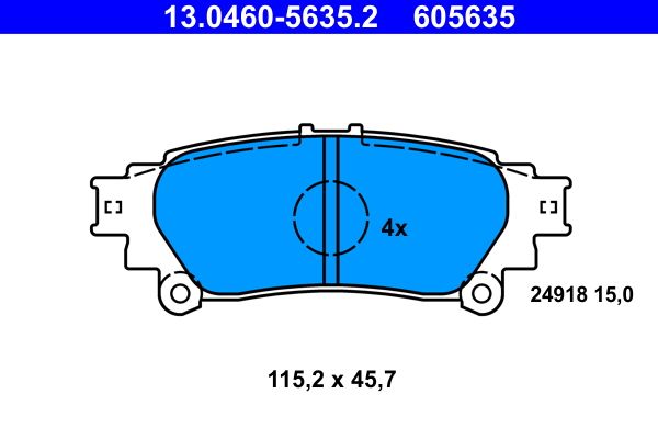 ATE 13.0460-5635.2 Колодки гальмівні (задні) Lexus RX 08-15/Toyota Prius 11- (Akebono)