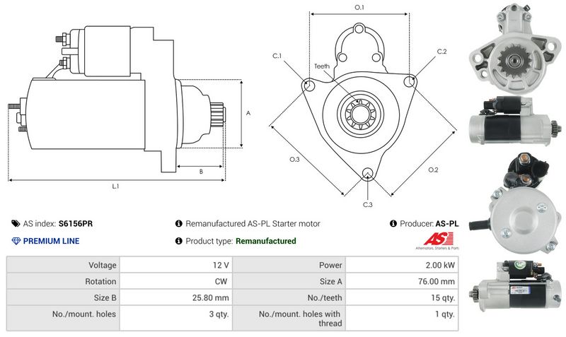 AS-PL S6156PR Starteris
