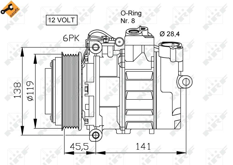 kompresor klimatizace CLAAS, 12V 32053