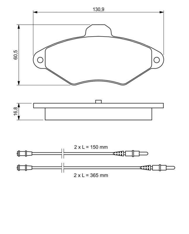 Piduriklotsi komplekt, ketaspidur, BOSCH 0 986 461 757