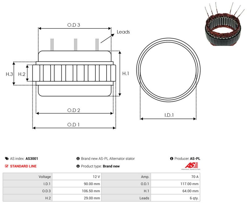 AS-PL AS3001 Stator, alternator