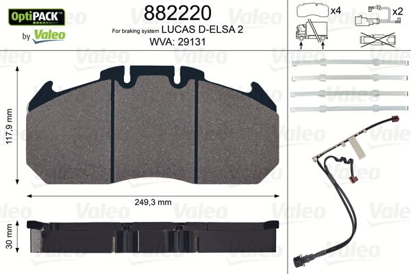 Sada brzdových destiček, kotoučová brzda 882220