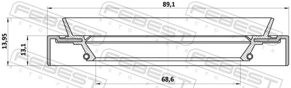 Ущільнювальне кільце, маточина колеса, Febest 95HDY-70891314X