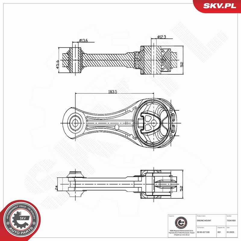ESEN SKV 75SKV081 Variklio pagalvė