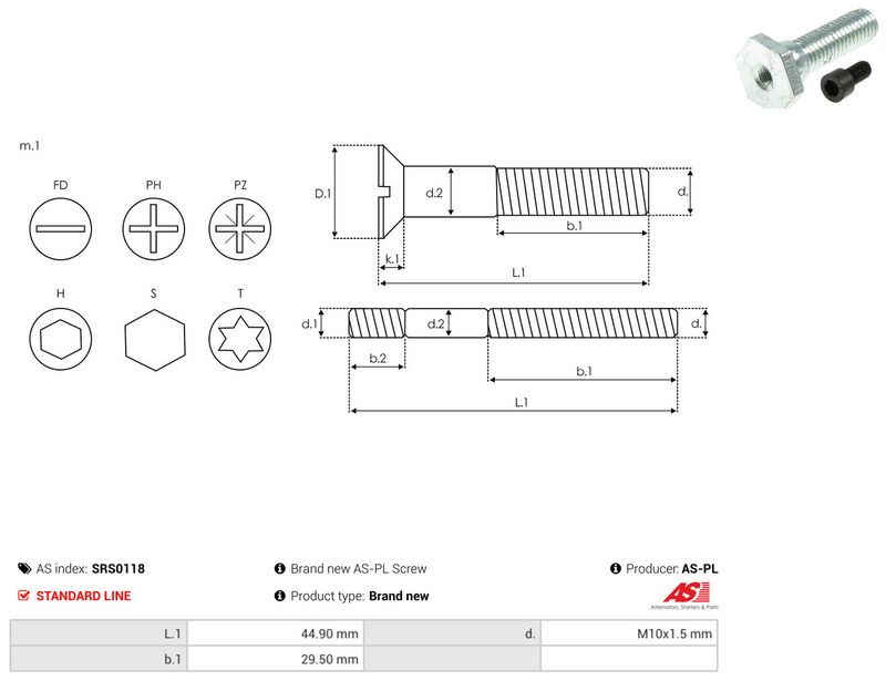 Remondikomplekt, generaator, AS-PL SRS0118