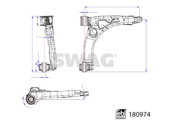 SWAG 33 10 8036 Control/Trailing Arm, wheel suspension