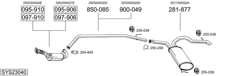 BOSAL kipufogórendszer SYS23040