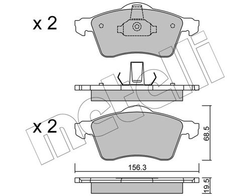 Комплект гальмівних накладок, дискове гальмо, Metelli 22-0263-0