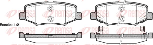 Комплект гальмівних накладок, дискове гальмо, Remsa 1264.02