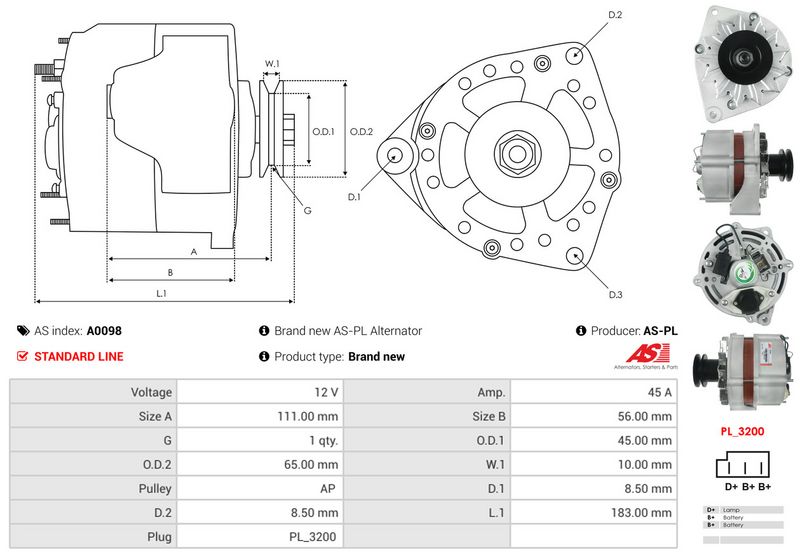 AS-PL A0098 Alternator
