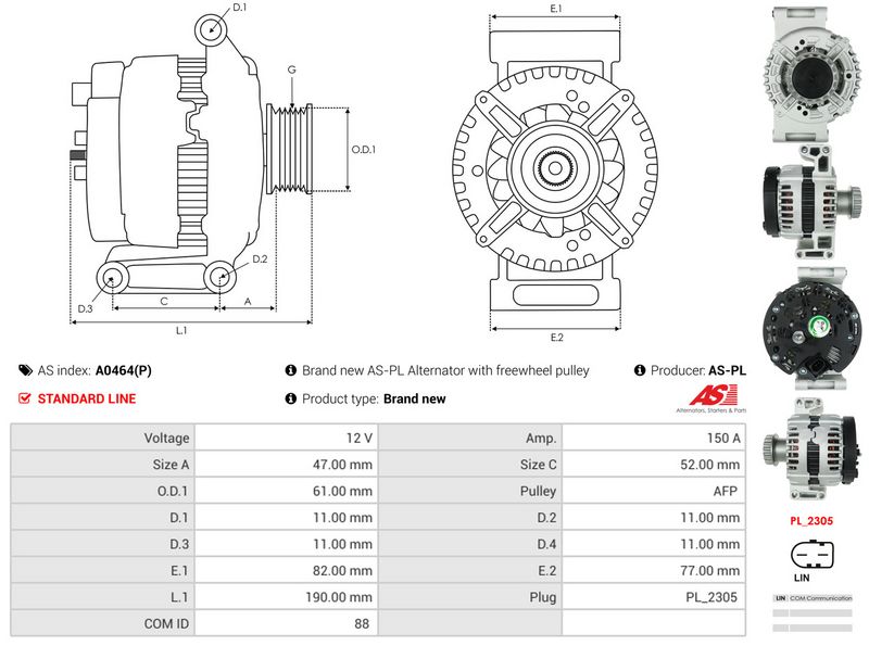 AS-PL A0464(P) Alternator