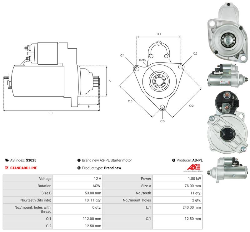 Starter, AS-PL S3025