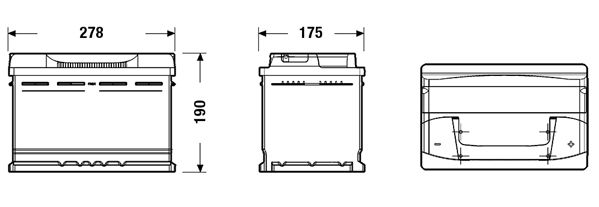 Акумулятор 74Ah-12v Exide EXCELL (278х175х190), R, EN680