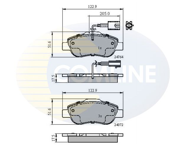 Комплект гальмівних накладок, дискове гальмо, Comline CBP11600