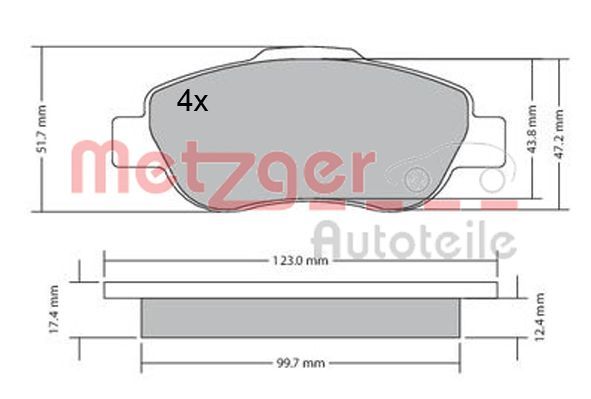 METZGER fékbetétkészlet, tárcsafék 1170440