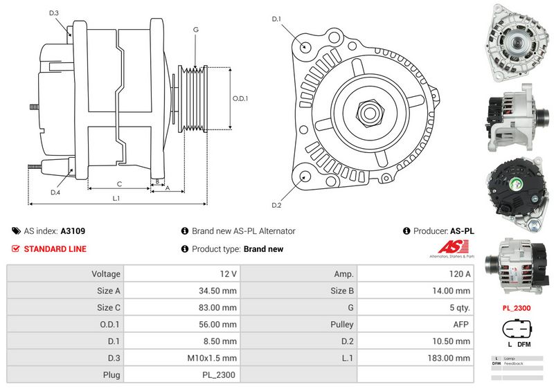 AS-PL A3109 Alternator