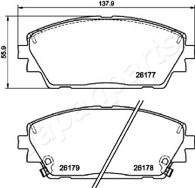 Комплект гальмівних накладок, дискове гальмо, Japanparts PA-3002AF