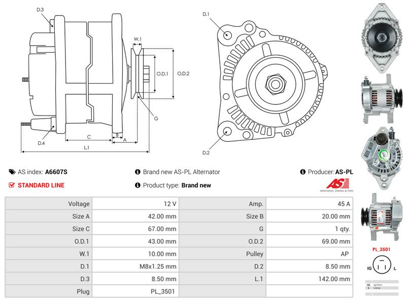 AS-PL A6607S Alternator