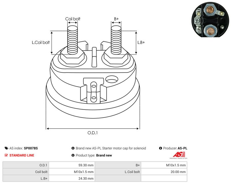 AS-PL SP0078S Cap, starter relay
