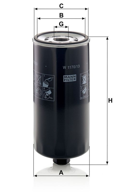 Õlifilter, MANN-FILTER W 1170, 13
