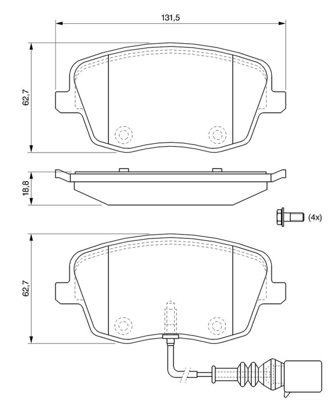 Piduriklotsi komplekt, ketaspidur, BOSCH 0 986 494 105